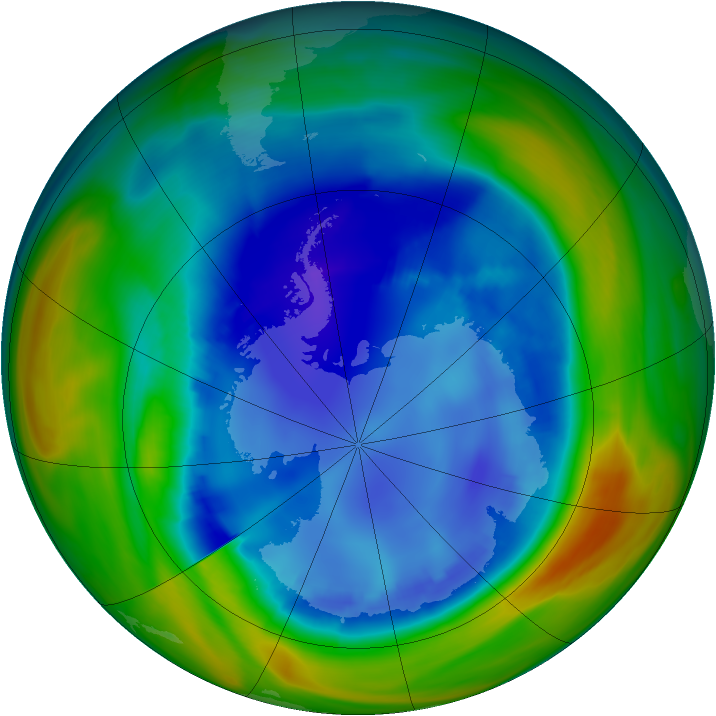 Antarctic ozone map for 22 August 2005